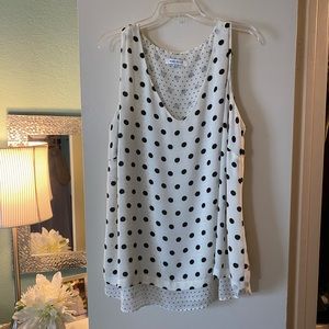 White and black pika dot tank top